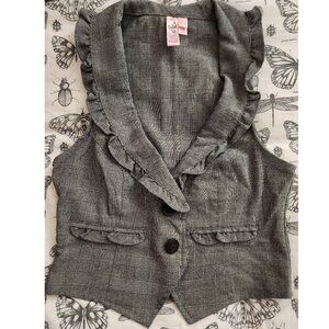 Frilled Gingham Gray Vest Top